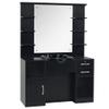 BarberPub Wall Mount Storage Station with Mirror Shampoo Bowl High-end Styling Beauty Salon Furniture Set 3145 (Black) view 1