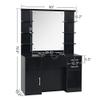 BarberPub Wall Mount Storage Station with Mirror Shampoo Bowl High-end Styling Beauty Salon Furniture Set 3145 (Black) view 2