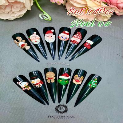 24Pcs & 48Pcs 3D Acrylic Christmas Nail Art Charms Handmade by Acrylic Powder (Noel 0# 24Pcs)