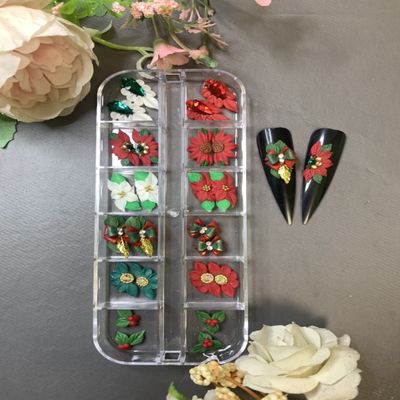 24Pcs & 48Pcs 3D Acrylic Christmas Nail Art Charms Handmade by Acrylic Powder (Noel 2# 24Pcs)