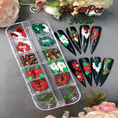 24Pcs & 48Pcs 3D Acrylic Christmas Nail Art Charms Handmade by Acrylic Powder (Noel 2# 48Pcs)