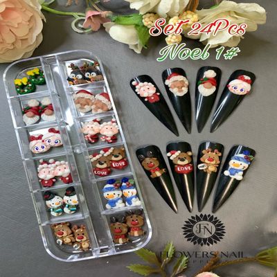24Pcs & 48Pcs 3D Acrylic Christmas Nail Art Charms Handmade by Acrylic Powder (Noel 1# 24Pcs)