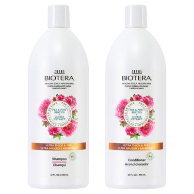 Biotera Ultra Thick & Full Volumizing Shampoo and Conditioner Set | Increases Volume to Fine, Limp Hair | Microbiome Friendly | Vegan & Animal Test Free | Paraben Free | Color-Safe | 32 Fl Oz