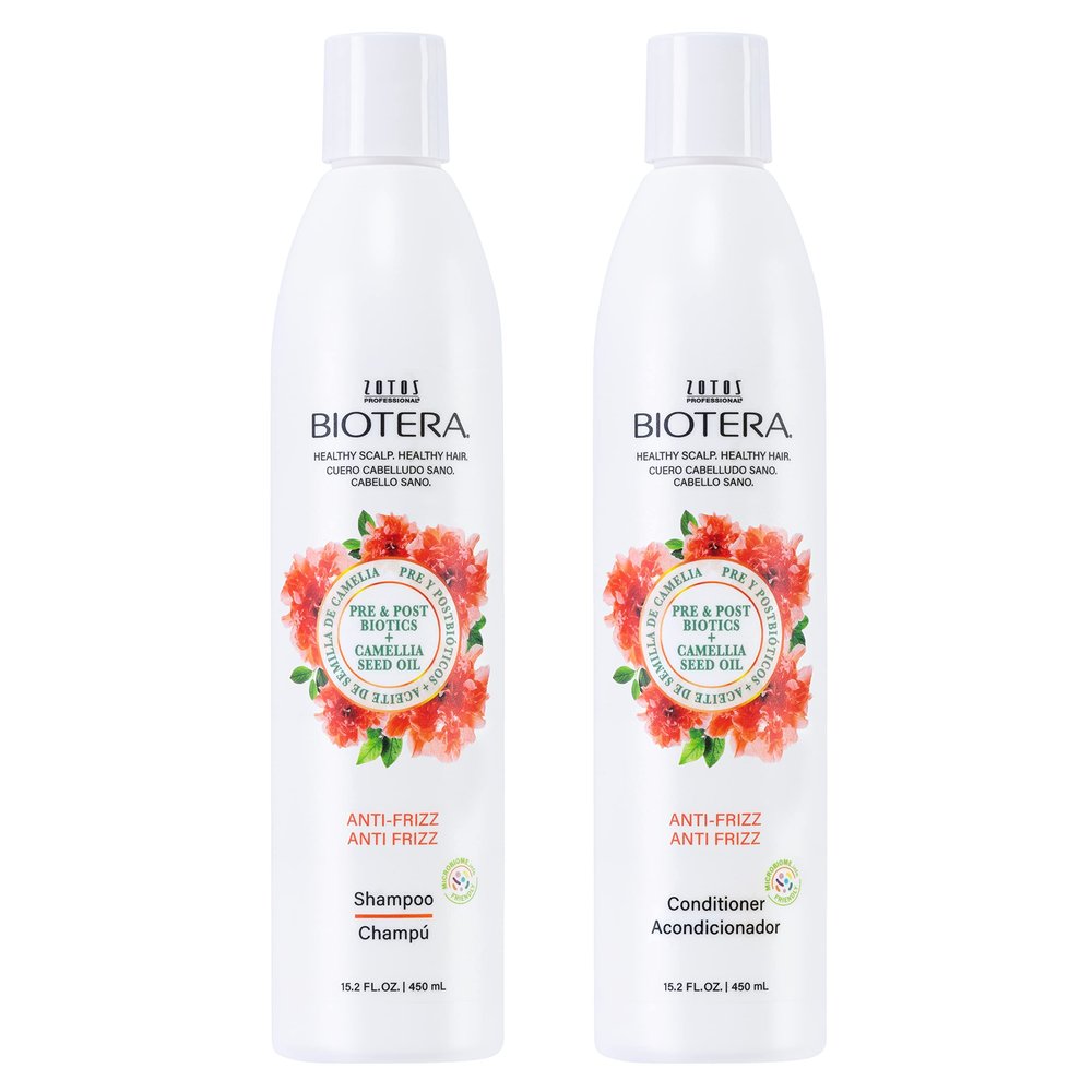 Biotera Anti Frizz Smoothing Shampoo and Conditioner Set | Smooths & Controls Frizzy, Unruly Hair | Microbiome Friendly | Vegan & Animal Test Free | Paraben Free | Color-Safe | 15.2 Fl Oz