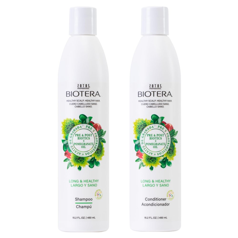 Biotera Long & Healthy Strengthening Shampoo and Conditioner Set | Strengthens Long, Growing Hair | Microbiome Friendly | Vegan & Animal Test Free | Paraben Free | Color-Safe | 15.2 Fl Oz