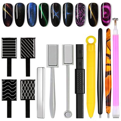 DANNEASY 12pcs Cat Eye Magnet Tool Set for Nail Design - Gradient Gel Polish Pen, Double-Ended Magnetic Sticks - DIY Salon Art Tools