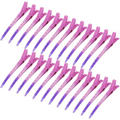 24 Packs Duck Bill Clips, Bantoye 3.35 Inches Rustproof Metal Alligator Curl Clips with Holes for Hair Styling, Hair Coloring, Gradient Rose Red