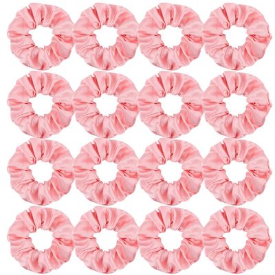 16 Pacs Pink Satin Scrunchies Bridesmaid Proposal Gifts Hair Ties Scrunchies for Women Girls Bachelorette Party Favors(Pink)