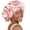 YANIBEST Silk Bonnet for Sleeping Women Adjustable Double Layer Satin Bonnet Reduce Friction Prevent Frizz Natural Curly Hair, Blush Pink view 1
