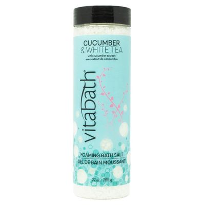 Vitabath Cucumber & White Tea Foaming Bath Salts Relaxing Bubble Aromatherapy Skincare - Muscle & Body Ache Soothing & Skin Nourishing Foamy Soak for Women & Men 27 oz