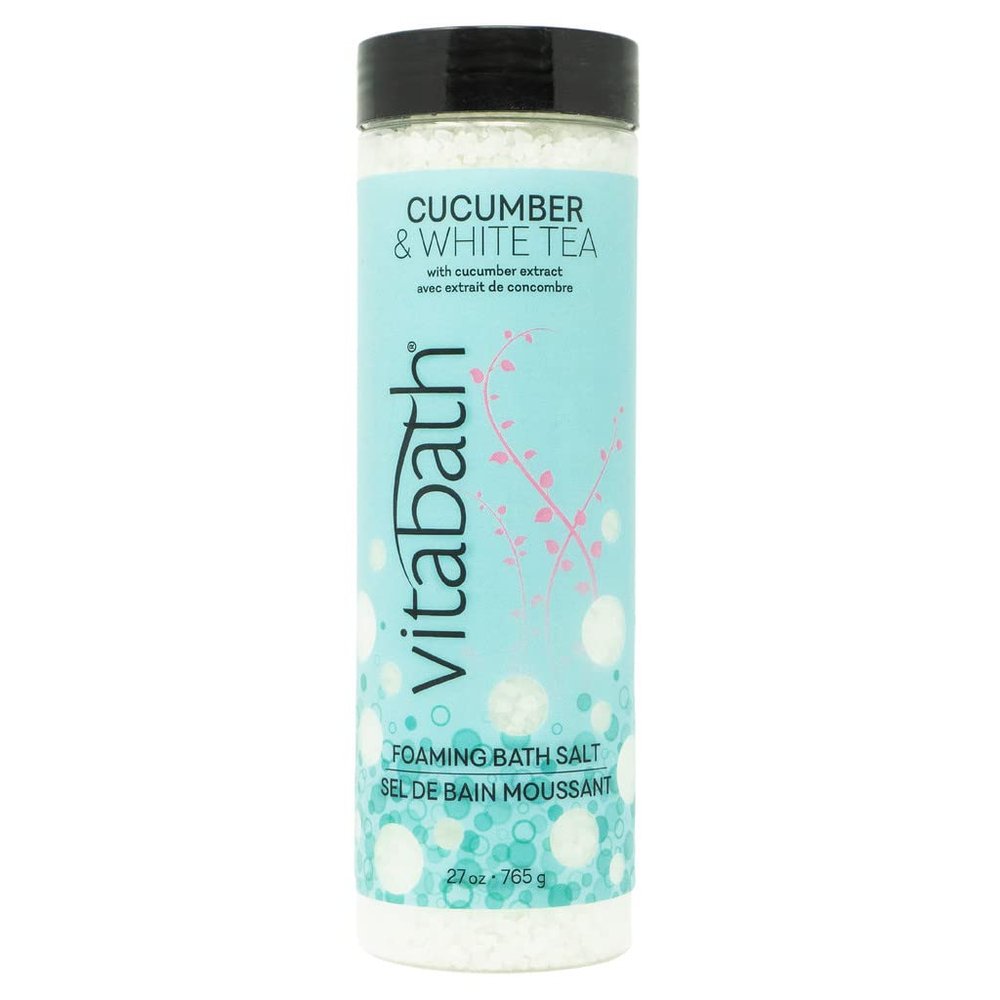 Vitabath Cucumber & White Tea Foaming Bath Salts Relaxing Bubble Aromatherapy Skincare - Muscle & Body Ache Soothing & Skin Nourishing Foamy Soak for Women & Men 27 oz