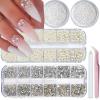 4 Boxes Flatback Rhinestones and Pearls Nail Charms for Acrylics - Crystals, Half Rounds, and Accessories for DIY Nail Art Decor view 1