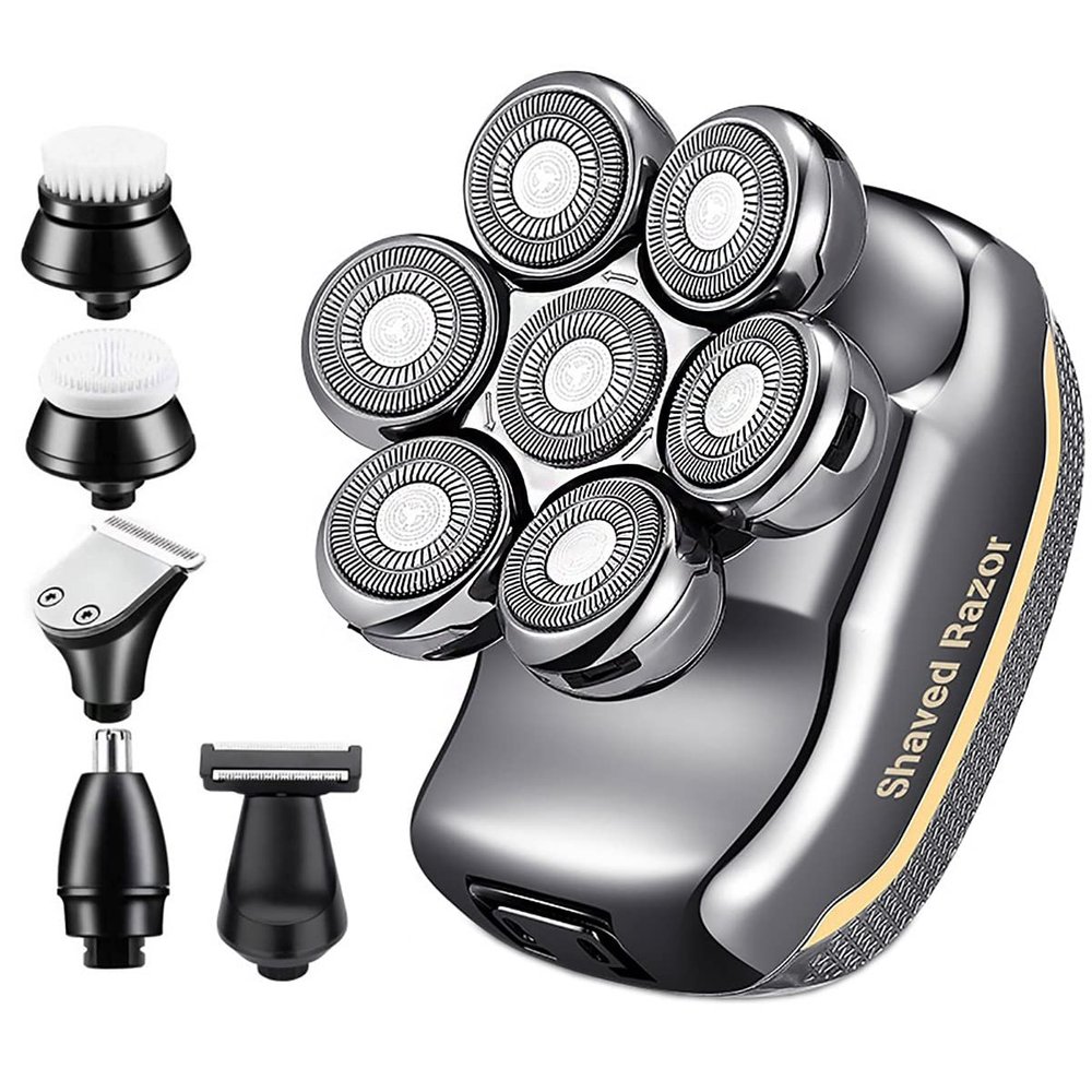 Head Shavers for Bald Men, 5 In 1 Waterproof LCD Bald Head Shavers Wet/Dry Cordless Head Shavers For Bald Men 7D Electric Razor Grooming Kit