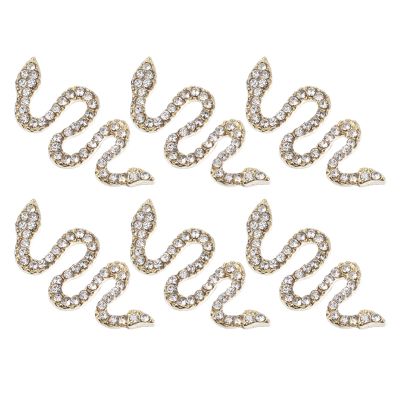 KALLORY 6pcs Snake Design Nail Art Charms Rhinestones for DIY Manicure Decorations Stylish Nail Gems for Home Salon Use Fashionable