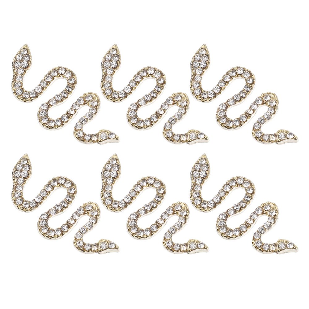 KALLORY 6pcs Snake Design Nail Art Charms Rhinestones for DIY Manicure Decorations Stylish Nail Gems for Home Salon Use Fashionable
