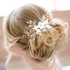 Oriamour Bridal Hair Comb For Brides Ceramic Flower Side Comb Hair Clip For Women Hair Accessories for Brides (Gold) view 2