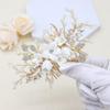 Oriamour Bridal Hair Comb For Brides Ceramic Flower Side Comb Hair Clip For Women Hair Accessories for Brides (Gold) view 3