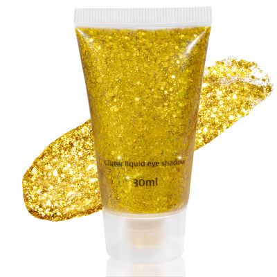 Mysense Gold Body Glitter Gel,Face Hair Glitter Makeup,Music Festival Rave Accessories,Chunky Mermaid Glitter Sequins,Sparkling Face Paint for Women Girls,30g