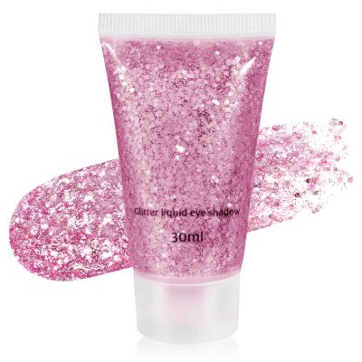 Mysense Pink Body Glitter Gel, Singer Concert Outfits Face Hair Glitter Makeup, Music Festival Rave Accessories, Chunky Glitter Mermaid Sequins, Sparkling Face Paint for Women Girls, 30g