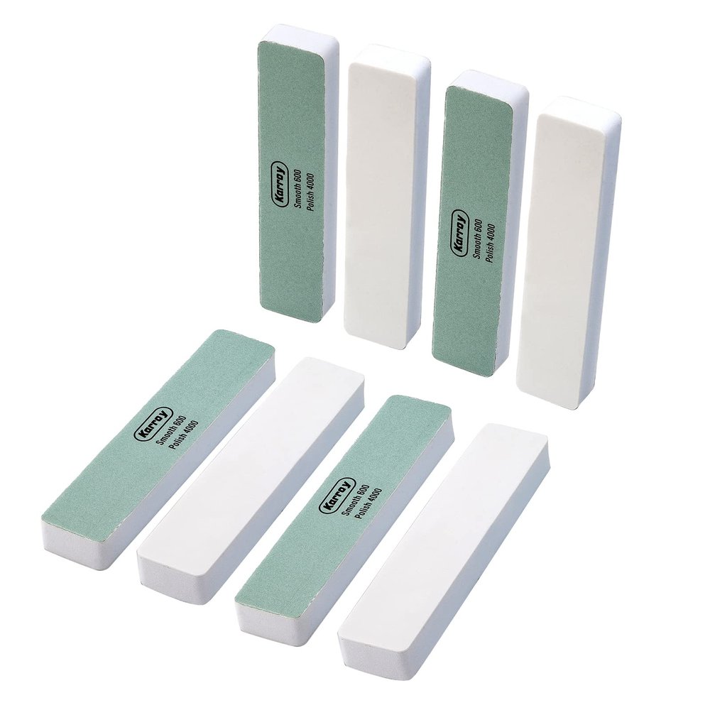 Karroy Nail Files and Buffers for Natural Nails Smooth and Polish Gel Surface Manicure Tools 2-Sided 8pcs 600/4000 Grit (C-Cuboid)