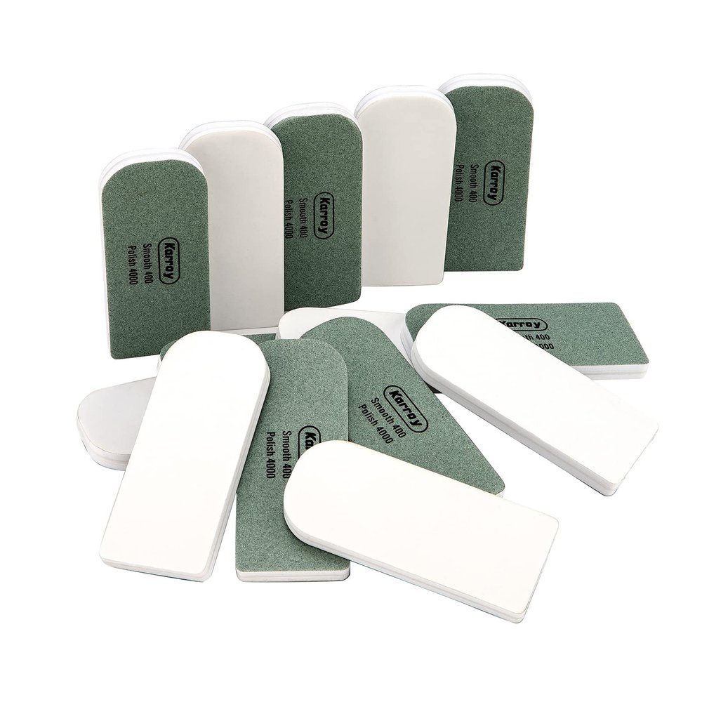 Karroy Nail Files and Buffers for Natural Nails Smooth and Polish Gel Surface Manicure Tool 2-Sided 14pcs 400/4000 Grit (B-Arch)