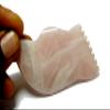 Natural Rose Quartz Gua Sha Facial Massage Tool with Teeth Shape Sides and Ridges view 2