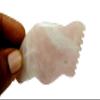 Natural Rose Quartz Gua Sha Facial Massage Tool with Teeth Shape Sides and Ridges view 4