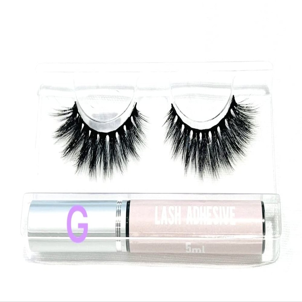 BITARIOS 3D MINK LASHES WITH GLUE EYELINER (Gorgeous)