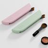 Liemuao Portable Makeup Brush Holder,Washable Soft Silicon Trendy Cosmetic Face Brushes Holder,Travel Makeup Brush Case Travel Accessories for Women Girls (Pink+Green) view 2