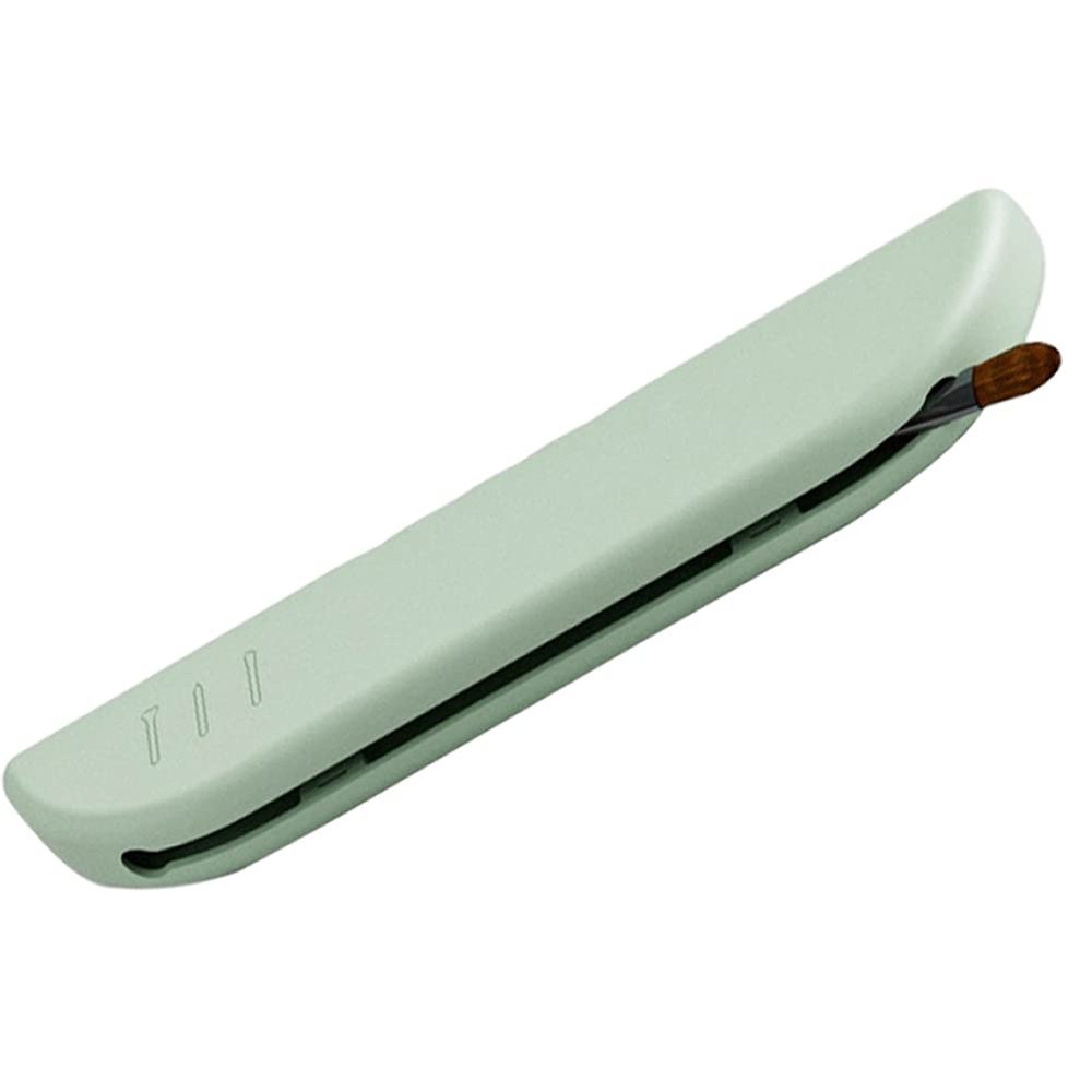 Liemuao Portable Makeup Brush Holder,Washable Soft Silicon Trendy Cosmetic Face Brushes Holder,Travel Makeup Brush Case Travel Accessories for Women Girls (Green)