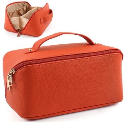 Large Capacity Cosmetic Bag, Travel Cosmetic Storage Bag with Handle, Portable Zipper Cosmetic Bag Toiletry Bag Makeup Bag Large with Compartments for Women Girls
