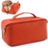 Large Capacity Cosmetic Bag, Travel Cosmetic Storage Bag with Handle, Portable Zipper Cosmetic Bag Toiletry Bag Makeup Bag Large with Compartments for Women Girls view 1