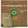 NOVEHA 60PCs Tea Tree & Coconut Oil Eyelid & Lash Wipes - For Demodex, Blepharitis & Itchy Eyes, Individually Wrapped Eyelash Wipes With Aloe Vera, Natural Makeup Remover & Daily Eye Cleanser view 1