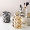Liemuao Crystal Makeup Brush Holder,Cosmetic Brush Storage Organizer Holder, Comb Pen Pencil Storage Pot Cup for Vanity, Office, Home Decor (Grey) view 4