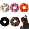 5 Pack Cotton Fluffy Knit Scrunchies for Hair, Pom Pom Hair Tie Fuzzy Hair Bands Sweet Rabbit Faux Furry Scrunchies for Women Girl kid's (5A) view 1