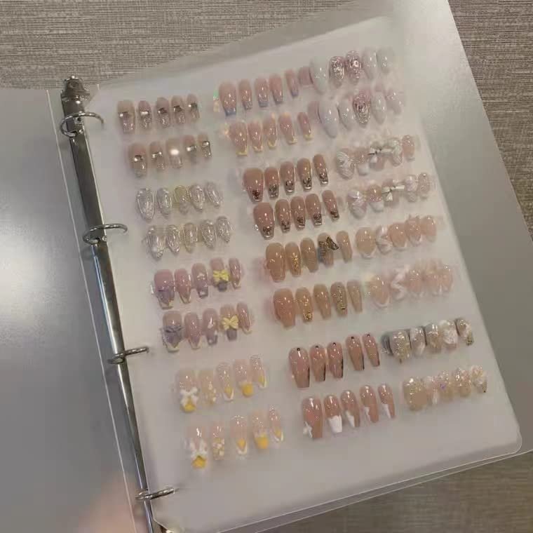 Press On Nail Organizer,Press On Nail Packaging,Removable Loose-Leaf Storage Book for Fake Nail,Nail Display (A4(12.6*10*1.37 inch)