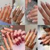 Noffeelink 8 Packs (192 Pcs) Press on Nails, Acrylic Fake Nails, Short False Nails, Medium Glue on Nails, Nails Set Almond Square and French for Women Girls view 1