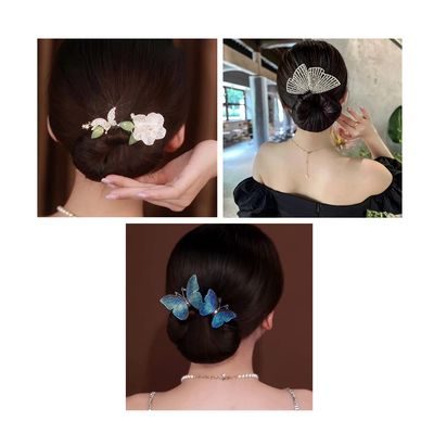 3PCS Ins Style Elegant Lazy Hair Curler, Crystal Hair Bun Maker, French Twist Hairstyle Bun Hairs Accessories, Bun Clips for Hairs, Quick Twist Hairs Tool