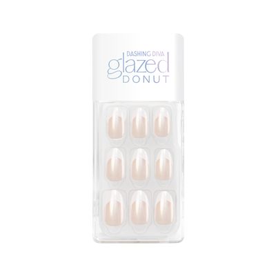 Dashing Diva Magic Press Nails - French Glaze | Medium, Almond Shaped Press On Nails | Long Lasting Stick On Gel Nails | Lasts Up to 7 Days | Contains 30 Stick On Nails, 1 Prep Pad, 1 File