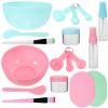 ABOOFAN Face Mask Mixing Bowl Set 18Pcs DIY Facemask Mixing Tool Kit with Facial Mask Bowl Stick Spatula Silicone Brush Spray Bottle Puff Soaking Bottle Gauges (Pink and Green) view 1