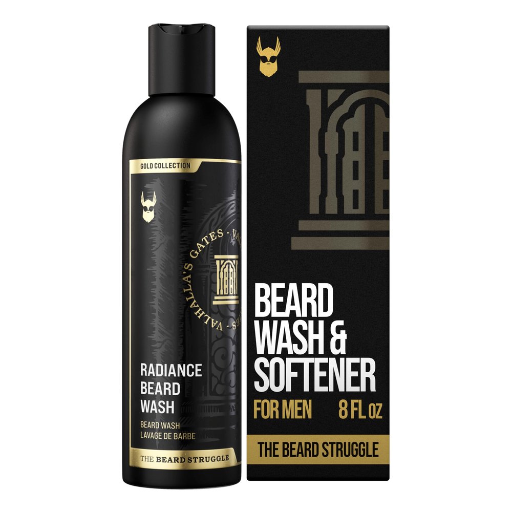 The Beard Struggle Radiance Beard Wash Gold Collection, Valhallas Gates Cleanse, Nourish & Soften Beard Cleanser for Men (8 fl oz)