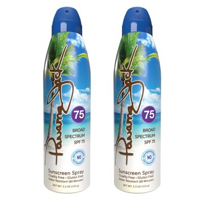 Panama Jack Continuous Spray Sunscreen - SPF 75, Broad Spectrum UVA/UVB Protection, PABA, Paraben, Gluten & Cruelty Free, Water Resistant (80 Minutes), 5.5 OZ (Pack of 2)