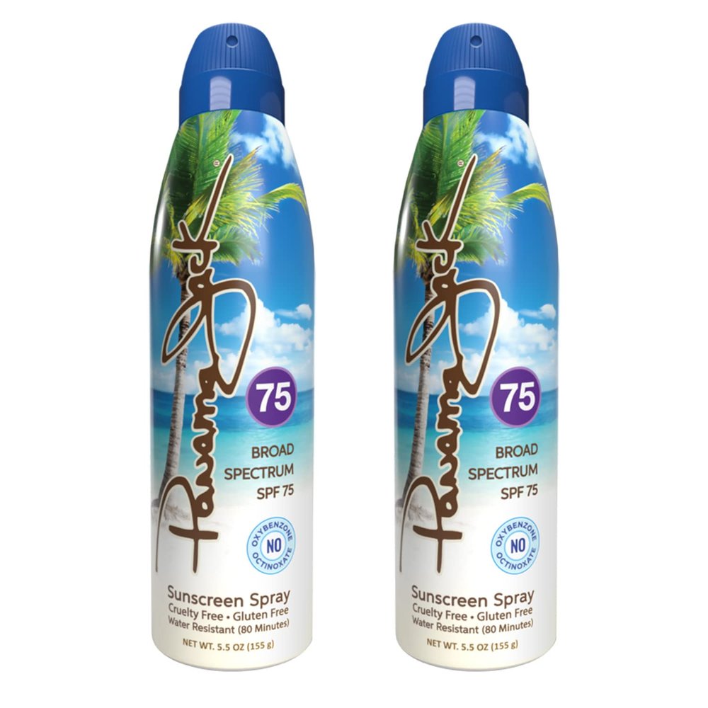 Panama Jack Continuous Spray Sunscreen - SPF 75, Broad Spectrum UVA/UVB Protection, PABA, Paraben, Gluten & Cruelty Free, Water Resistant (80 Minutes), 5.5 OZ (Pack of 2)