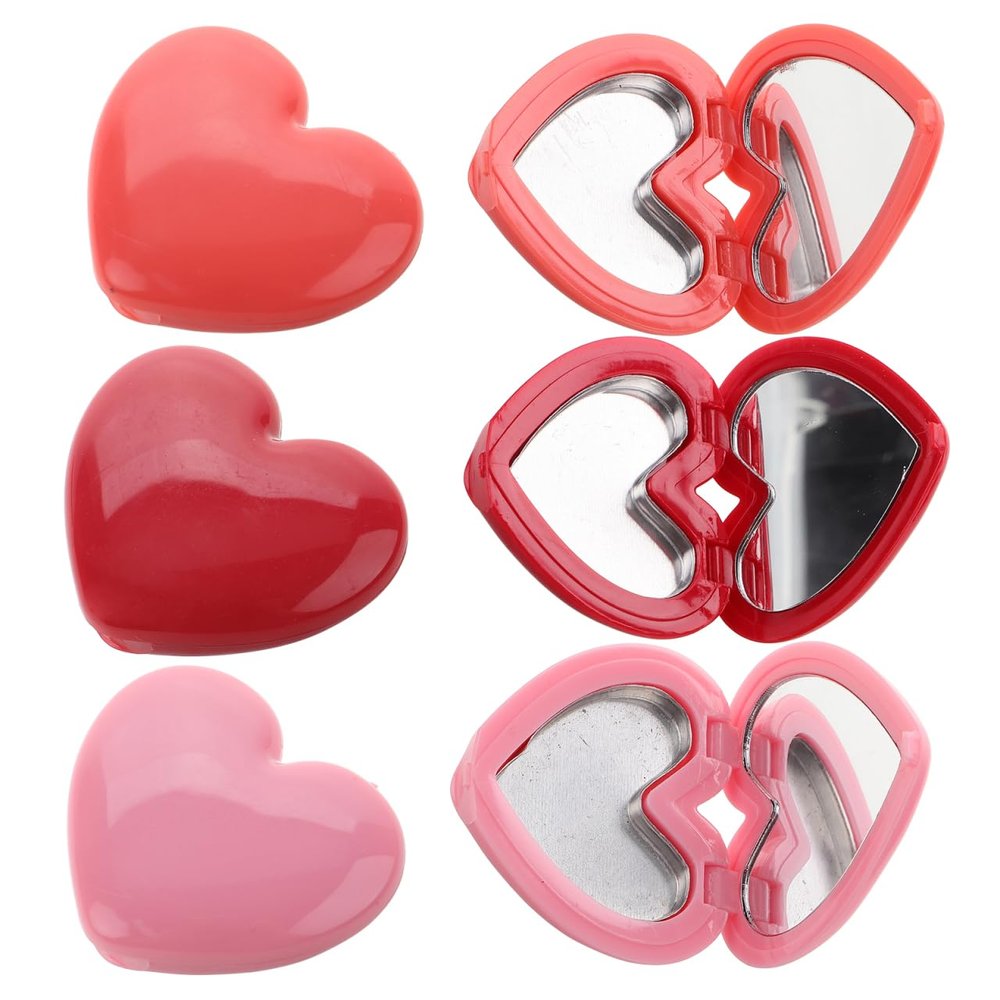 LALAFINA 16Pcs Heart Shape Makeup Palette with Mirror, Refillable Makeup Containers for Lip Balm Eye Shadow Face Cream