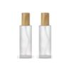 2PCS 60ml/2oz Empty Clear Frosted Glass Cosmetic Lotion Bottle with Plastic Wood-Grain Lid Refillable Travel Toiletries Container Pump Dispenser Vials Pot Jars for Cream Foundation Emulsion Oil view 1