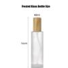 2PCS 60ml/2oz Empty Clear Frosted Glass Cosmetic Lotion Bottle with Plastic Wood-Grain Lid Refillable Travel Toiletries Container Pump Dispenser Vials Pot Jars for Cream Foundation Emulsion Oil view 2