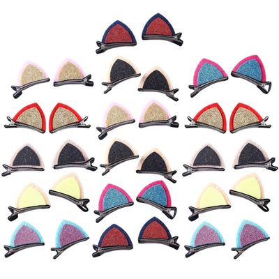 KALLORY Baby Hair Clips Cat Ear Hair Clips 32pcs Animal Cute Glitter Sparkly Hair Hair Barrette for Girls and Kids Daily Wearing Party Decoration Girls Hair Accessories