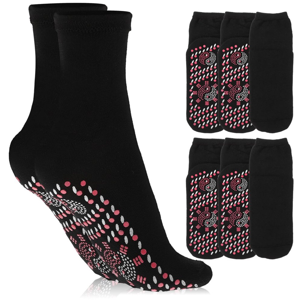 Healeved 4 Pair Tourmaline Self-Heating Shaping Socks Tourmaline Health Sock Anti-Freezing for Women Men