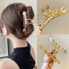 1PCS Gold Metal Hair Claw Clip Fish Bone Shape Hair Clip Nonslip Hair Clamps Design Big Jaw Clips Vintage Hair Pins Fashion Hair Accessories For Women (C-Gun black) view 3
