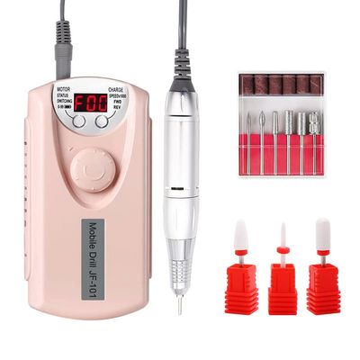 Portable Rechargeable Electric Nail Art Tips Polish Manicure Drill File Machine Tools -Pink